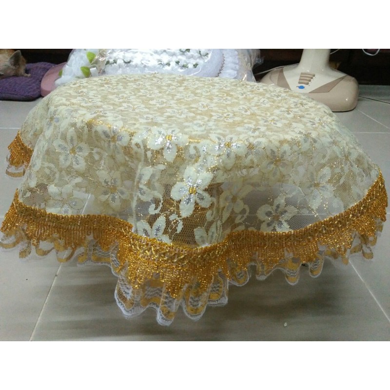 ผ้ารองพาน ผ้ารองสินสอด แบบกลม ขนาดเส้นผ่าศูนย์กลางไม่รวมระบาย