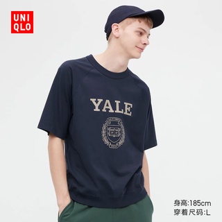 Uniqlo UT เสื้อยืดแขนสั้น พิมพ์ลาย Yale สําหรับผู้ชาย และผู้หญิง 456133Vแฟชั่น