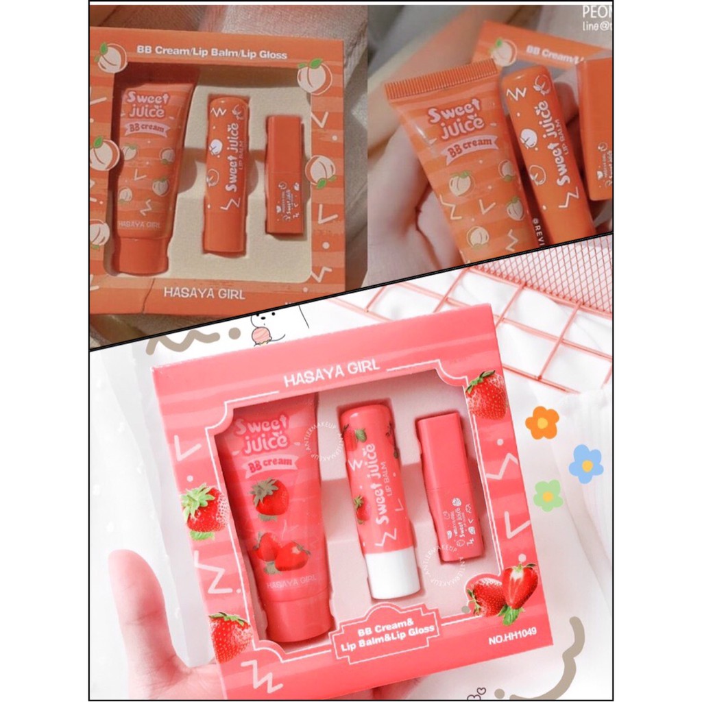 Hasaya Girl (BB Cream, Lip Balm, และ Lip Gloss) ลิปเซ็ต มี 2 สีให้เลือก