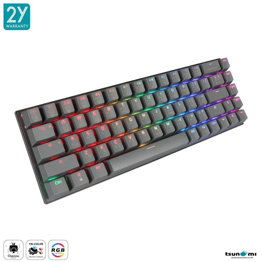 คีย์บอร์ดเกมมิ่ง Tsunami Outemu MK-68 68Keys 60% Compact Mechanical Keyboard