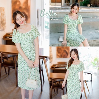 Belle dress⁣⁣⁣ เดรสลายดอก โทนสีเขียวขาว