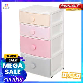 ตู้ลิ้นชัก 4 ชั้น มีล้อ STACKO 56x45x105 ซม. หลากสี4-TIER DRAWER UNIT WITH WHEELS STACKO 56X45X105CM MULTICOLORED