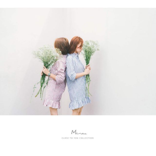 Menar : Pinstripes Dress/ Colour blue