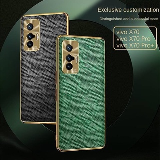 Yjd เคสโทรศัพท์หนังกันกระแทกพร้อมเลนส์โลหะสําหรับ Vivo X70 X70Pro X70Pro+