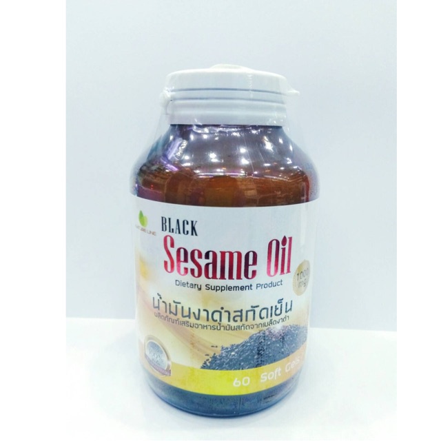 Black Sesame Oil 1000mg น้ำมันงาดำสกัดเย็น 1000 mg 60 เม็ด