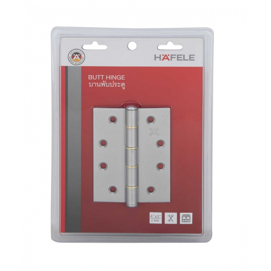 GlobalHouse HAFELE บานพับสแตนเลส 304 (แพ็ค2) 489.04.100 4”x3”x2มม. สีทองเหลืองรมดำ สินค้าของแท้คุณภาพดี