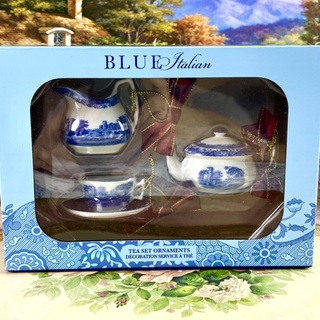 Spode Blue Italian Tea Set Ornament ชุดชา ประดับต้นคริสต์มาส