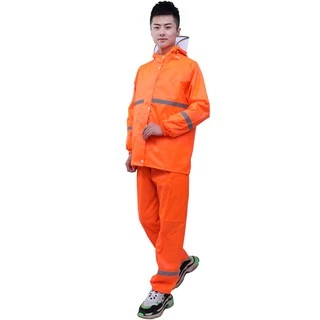 （9สี）New Alitech ชุดกันฝน เสื้อกันฝน สีกรมท่า มีแถบสะท้อนแสง รุ่น หมวกติดเสื้อ Waterproof Rain Suit