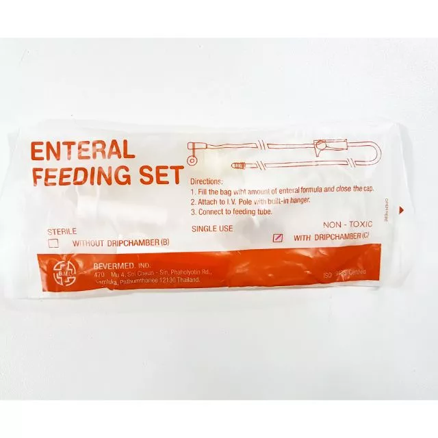 สายให้อาหารผู้ป่วย ชนิดมีกระเปาะ Enteral Feeding Set with dripchamber ยกแพค 20 ชิ้น