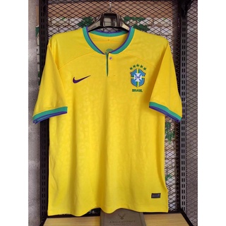 เสื้อกีฬาแขนสั้น ลายทีมชาติฟุตบอล Brazil 22-23 ชุดเหย้า สําหรับผู้ชาย ไซซ์ S - 4XL