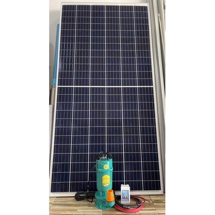 ปั๊มโซล่าเซลล์ ขนาด 375w24v พร้อมแผงโพลีฮาฟเซลล์ 350w