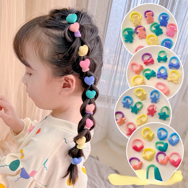 ยางรัดผม ลายผลไม้ ไอศกรีม สีรุ้ง สําหรับเด็ก 10 ชิ้น