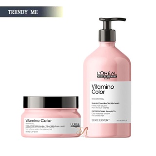 (ใช้โค้ด INCLS22 ลด 50% สูงสุด 100) Loreal Serie Expert Resveratrol Vitamino Color Shampoo 500ml. + Masque 250ml.