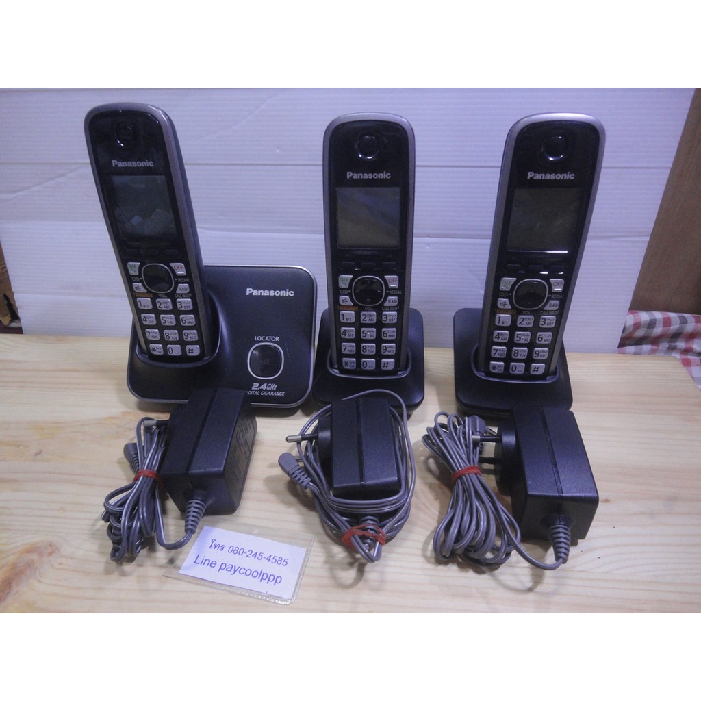โทรศัพท์บ้านไร้สาย Panasonic KX-TG3711BX (3เครื่อง แม่1, ลูก2) มือ 2 สีดำ