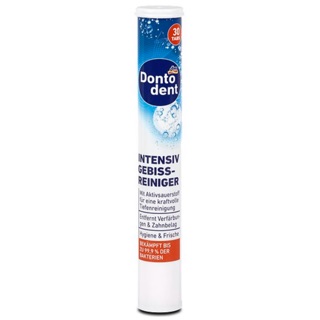 เม็ดฟู่ dontodent intensiv gebissreiniger ทำความสะอาดรีเทนเนอร์หรือฟันปลอมบรรจุ30เม็ด