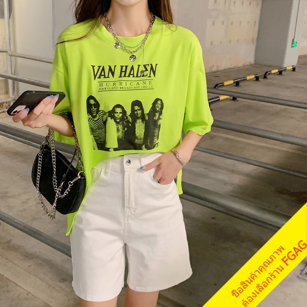 เสื้อครอปแขนสั้นสไตล์เกาหลี⚛️oversize ⚛️เสื้อผ้าแฟชั่นวัยรุ่นน่ารัก เสื้อเอวลอยแฟชั่นผู้หญิง⚛️สกรีนลาย ใส่เล่นสงกรานต์