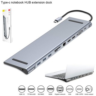 *Baseus 10 in 1 USB-C Hub Type-C to HDMI USB 3.0 RJ45 PD Adapter Dock For MacBook