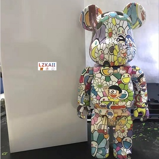 Bearbrick × Murakami Takashi × Doraemon - Sun flower Poor ข้อต่อเกียร์เขียนมือ 400% 28 ซม. LZKAIL.SG ฟิกเกอร์แอกชัน ของเล่น ของสะสม ของขวัญ