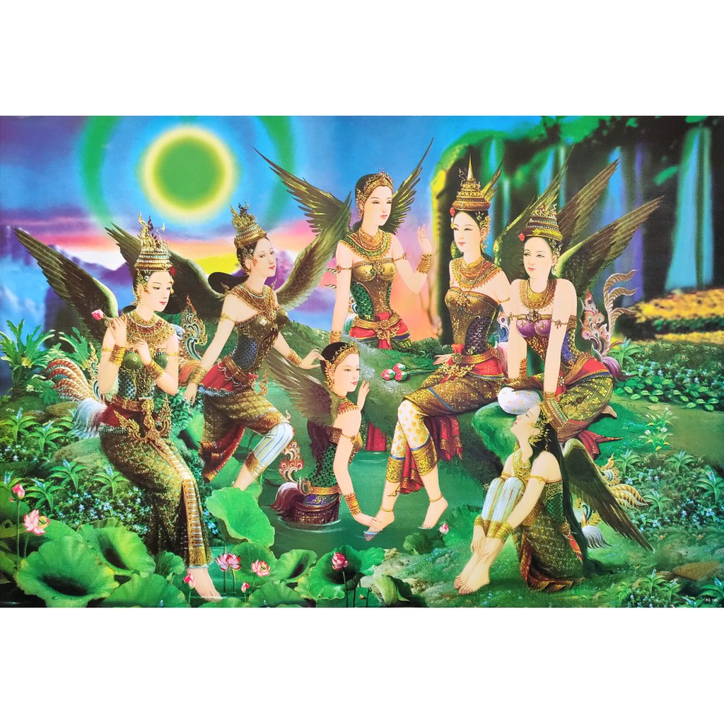 โปสเตอร์ รูปวาด กินรี วรรณคดีไทย Women Literature Kinnaree Manora POSTER 24”X35” Inch Painting Siam 