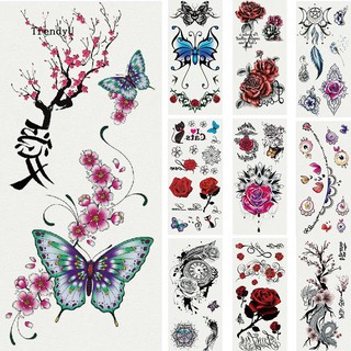 TDU_Fashion Butterfly Dragon Flower Body Art Temporary Fake Tattoo Sticker Decal