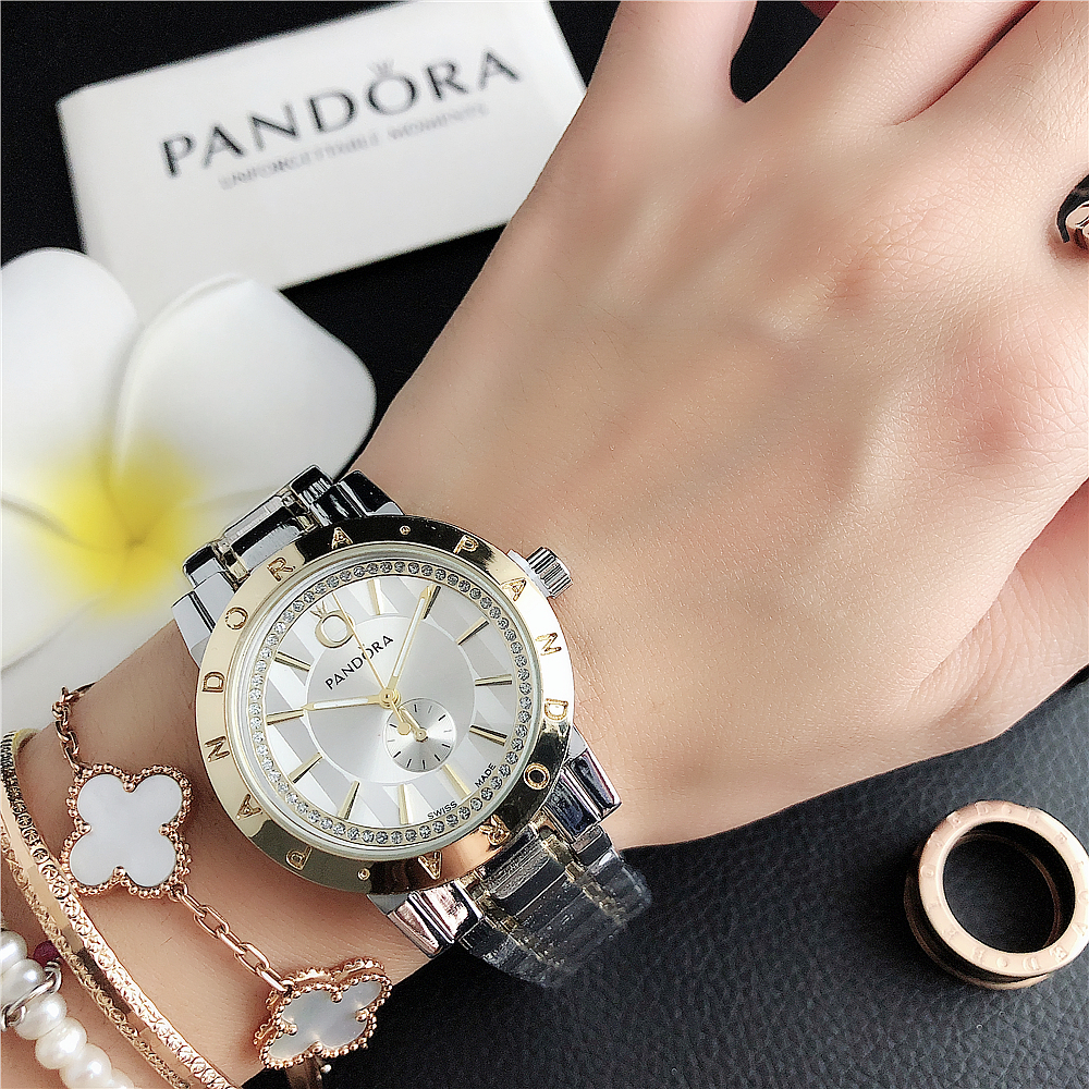 ใหม่ 100% PANDDORA Jam Tangan Wanita นาฬิกาข้อมือลําลอง สายสแตนเลส สําหรับผู้หญิง
