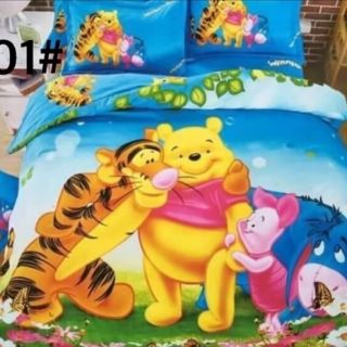 ชุดเครื่องนอน 6 ชิ้น รวมผ้านวม ผ้าปูที่นอน เกรดพรีเมี่ยม ราคาถูกลายการ์ตูน หมีพูห์ เก็บเงินปลายทาง