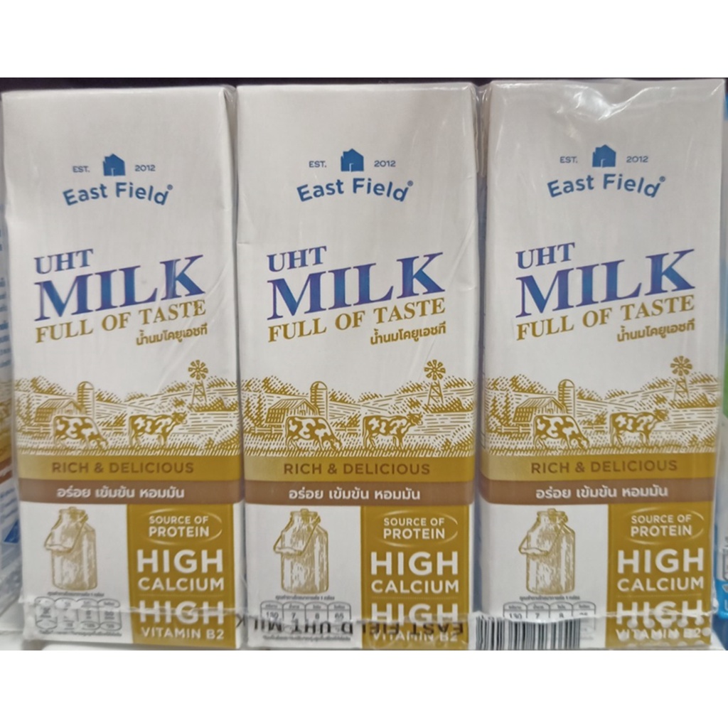 East Field UHT Milk Full Of Taste Rich Delicious Pack 180ml.x3 อีสท์ฟิลด์ นมโคยูเอชที  อาหารเครื่องด