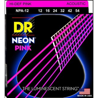 สายกีต้าร์โปร่งเคลือบเรืองแสงสีชมพู DR Strings รุ่น NEON™ PINK Coated Acoustic Guitar Light