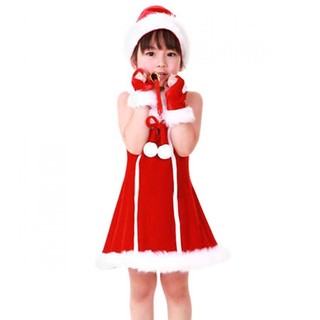 Dress santy ชุดเดรสซานตาครอสเด็กผู้หญิง แขนกุด - สีแดง