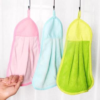 ผ้าขนหนูผ้าเช็ดมือแบบแขวนสีพื้น
