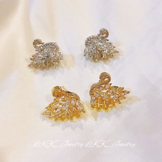 ต่างหูหงส์เพชรcz Super Flash Stud Earrings 2021 ต่างหูใหม่ Net Red Temperamentชุปทองคำขาว ดีไซน์หรูหรา