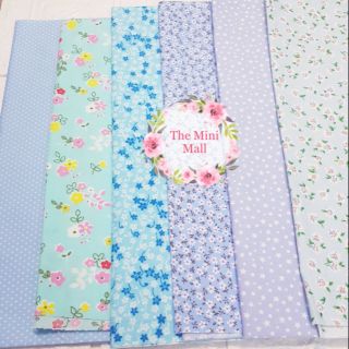 ผ้าคอตตอน สีฟ้า ขนาด50×55