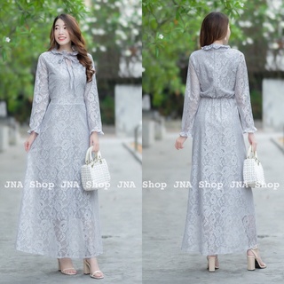 hbstation.shop เสื้อผ้าแฟชั่น Maxi Dress สีเทา พร้อมส่ง