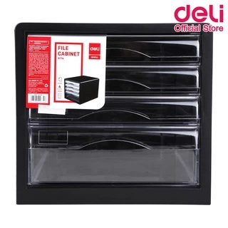 Deli 9774 File Cabinet ตู้เอกสาร แบบ 4 ชั้น A4 (สีดำ) อุปกรณ์สำนักงาน ตู้เก็บเอกสาร ชั้นเก็บเอกสาร อุปกรณ์จัดเก็บเอกสาร