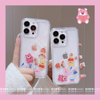 เคสโทรศัพท์มือถือ กันกระแทก แต่งกลิตเตอร์ ลายการ์ตูนหมีพูห์ สําหรับ iphone 14 Plus 13 11 12 pro max