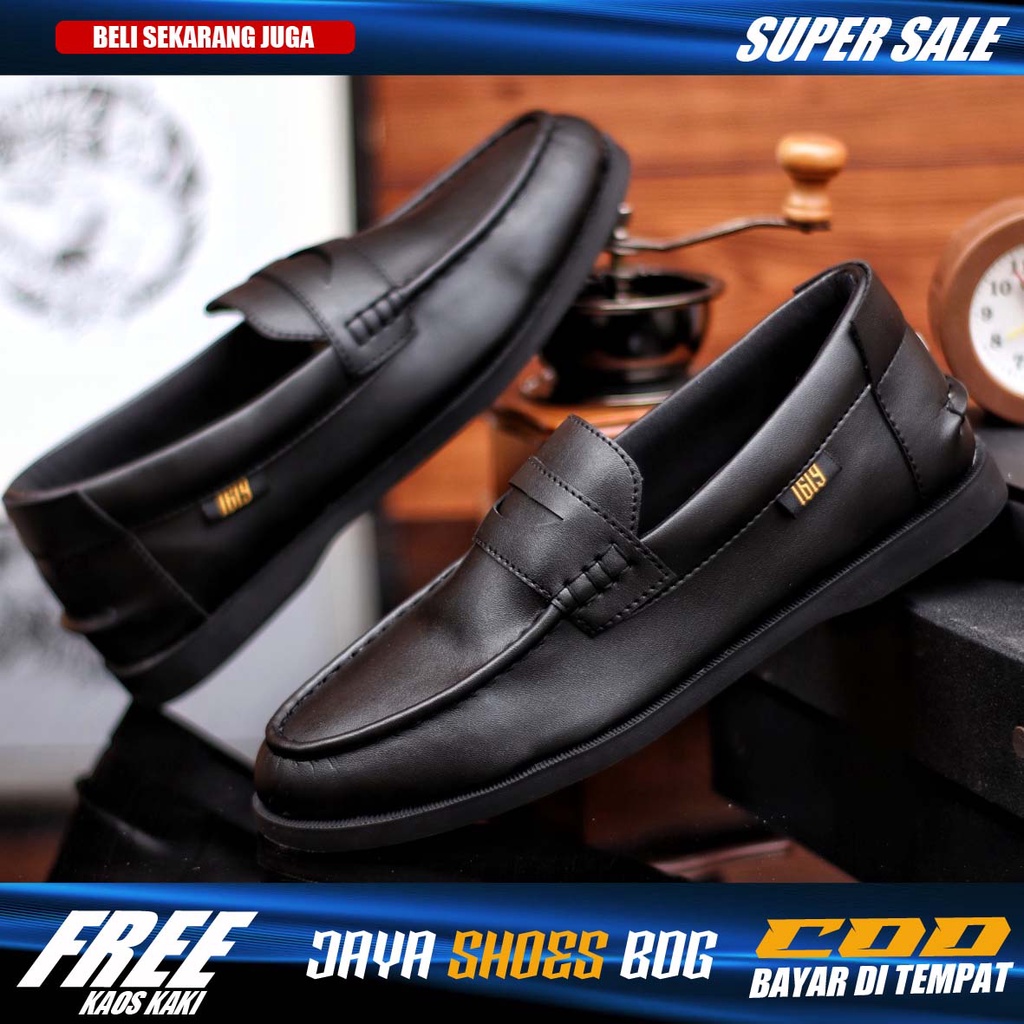 BRUCE BRUCE|รองเท้าอย่างเป็นทางการของผู้ชายสีดําหนังสังเคราะห์รองเท้าไม่มีส้นแฟชั่นที่เรียบง่ายอินเท