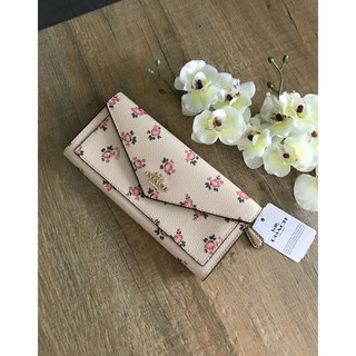 Coach แท้ ✔️ กระเป๋าสตางค์ลายดอกไม้ | Coach Soft Wallet with Floral Bloom Print