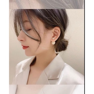 ต่างหูมุกสลับเพชรใส่แบบเจาะ