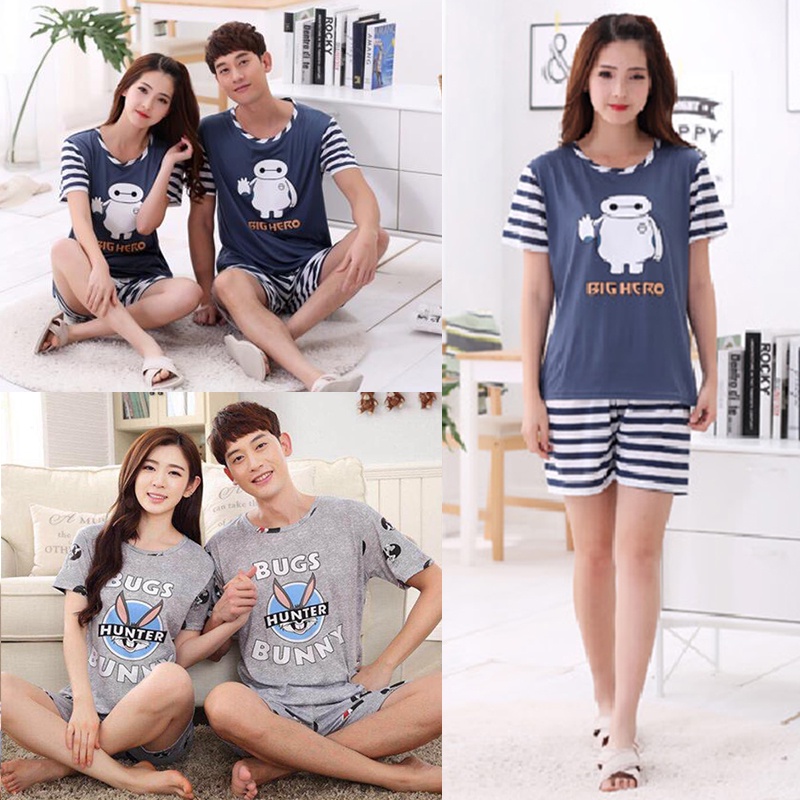 Pijamas tidur ผู้ชายผู้หญิง pijamas tidur ผู้หญิง pijama sidur plus ขนาดคู่น่ารัก baju情趣内衣裙子