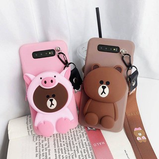 เคสโทรศัพท์ลายการ์ตูนหมีน่ารักสำหรับ Samsung Galaxy S 10 Plus S 10 E S 9 Plus