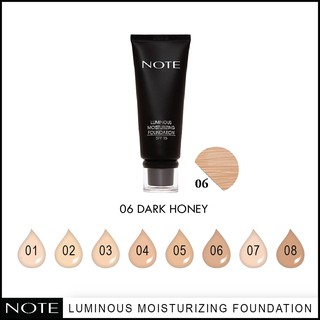 NOTE COSMETICS LUMINOUS MOISTURIZING FOUNDATION 06 DARK HONEY