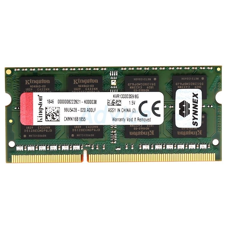RAM DDR3(1333, NB) 8GB KINGSTON VALUE RAM (KVR1333D3S9/8) แรมสำหรับโน๊ตบุ๊คประกัน LT.
