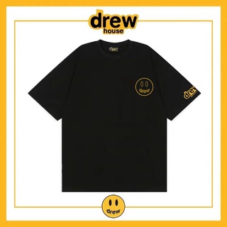 [S-5XL]เสื้อยืดแขนสั้น ผ้าฝ้าย ทรงหลวม ลาย Drew House หน้ายิ้ม ขนาดเล็ก สไตล์อเมริกัน สตรีท สําหรับผู้ชาย และผู้หญิง