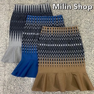 Milin Shop กระโปรงลายไทย ทรงหางปลา ซิปหลัง กระโปรงทำงาน