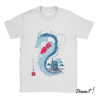 ผ้าฝ้ายคอกลมเสื้อยืด Spirited Away Long Time No See สําหรับผู้ชายfrom S-4XL