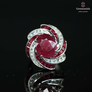 แหวนทับทิมแท้ และ white sapphire ขนาด 53