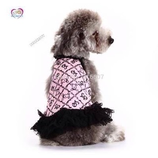 Lovabledog เสื้อสุนัข กระโปรงสุนัข นำเข้า สายเดี่ยว ที่ชายกระโปรงแต่งลูกไม้ซ้อนสวยมาก  ไซส์4,5