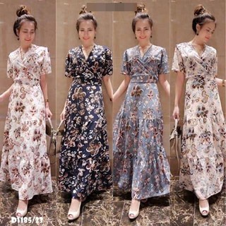 แมกซี่เดรสยาว คอวีปาดไขว้