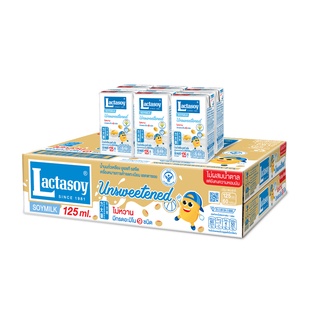 แลคตาซอย นมถั่วเหลือง ยูเอชที รสจืด 125 มล. แพ็ค 60 กล่อง Lactasoy Soy Milk UHT Unsweetened 125 ml x 60