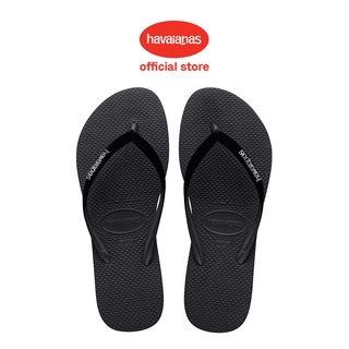 Havaianas รองเท้าแตะ ผ้ากํามะหยี่ แบบบาง สีดํา สําหรับผู้หญิง